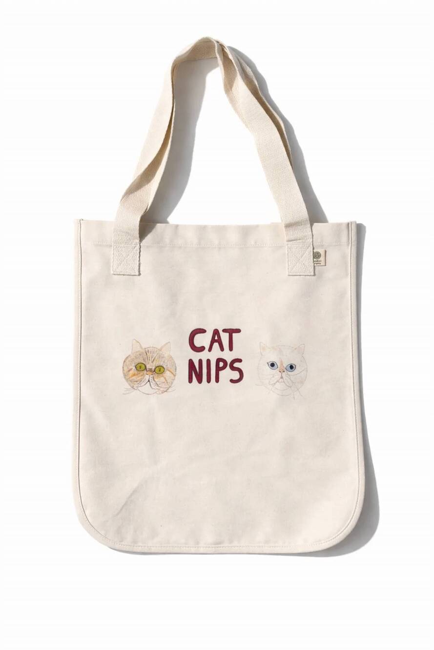 NEW UNFORTUNATE PORTRAIT women's cat nips tote bag in white